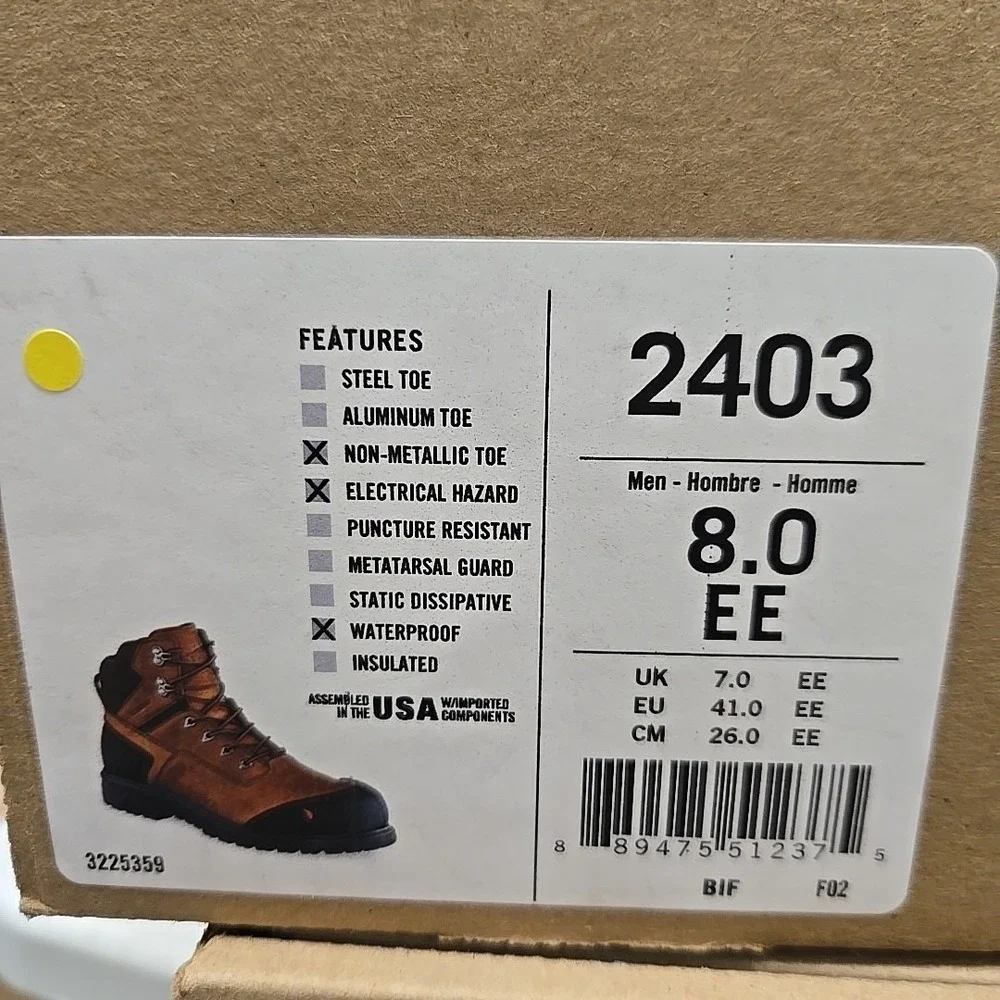 RED WING 2403 COMPOSITE SAFETY TOE LEATHER WORK BOOTS MADE IN USA 8 EE